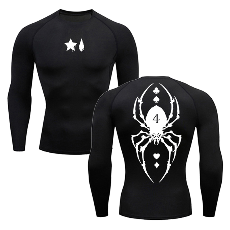 Base Layer Top - Erkekler için örümcek baskı sıkıştırma gömlek