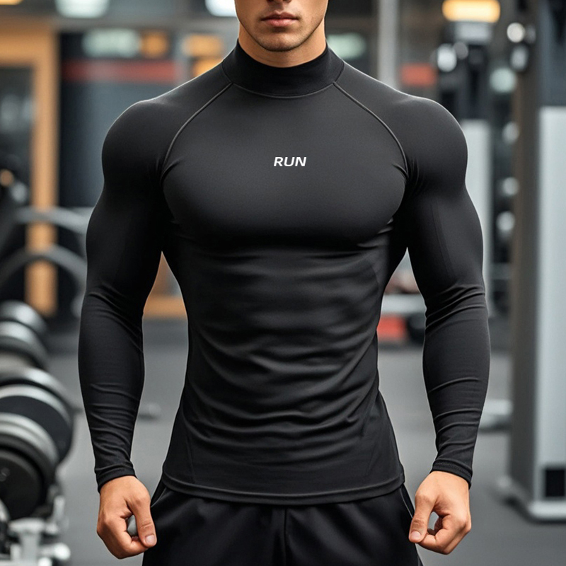 T Shirt Tight Fit - Erkek Koşu Balıkçı Yaka Çabuk Kuruyan