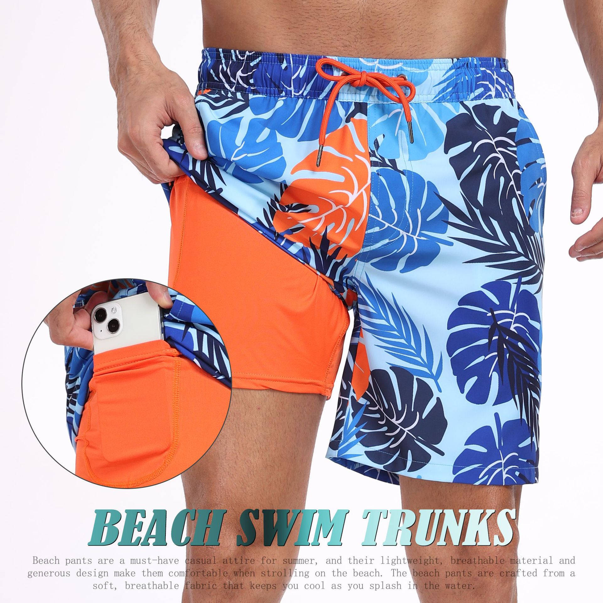 Long Leg Trunk Men - Erkek Köpekbalığı Desenli 2'si 1 Arada