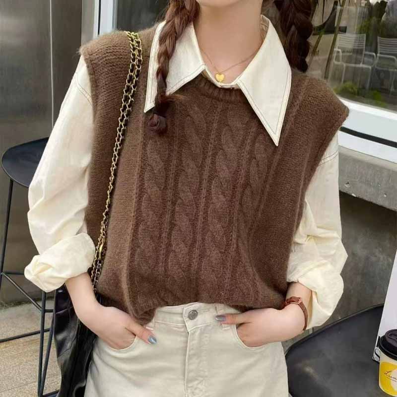 Sleeveless Undershirt - 2025 Yeni O-Yaka Örme Yelek Kadın