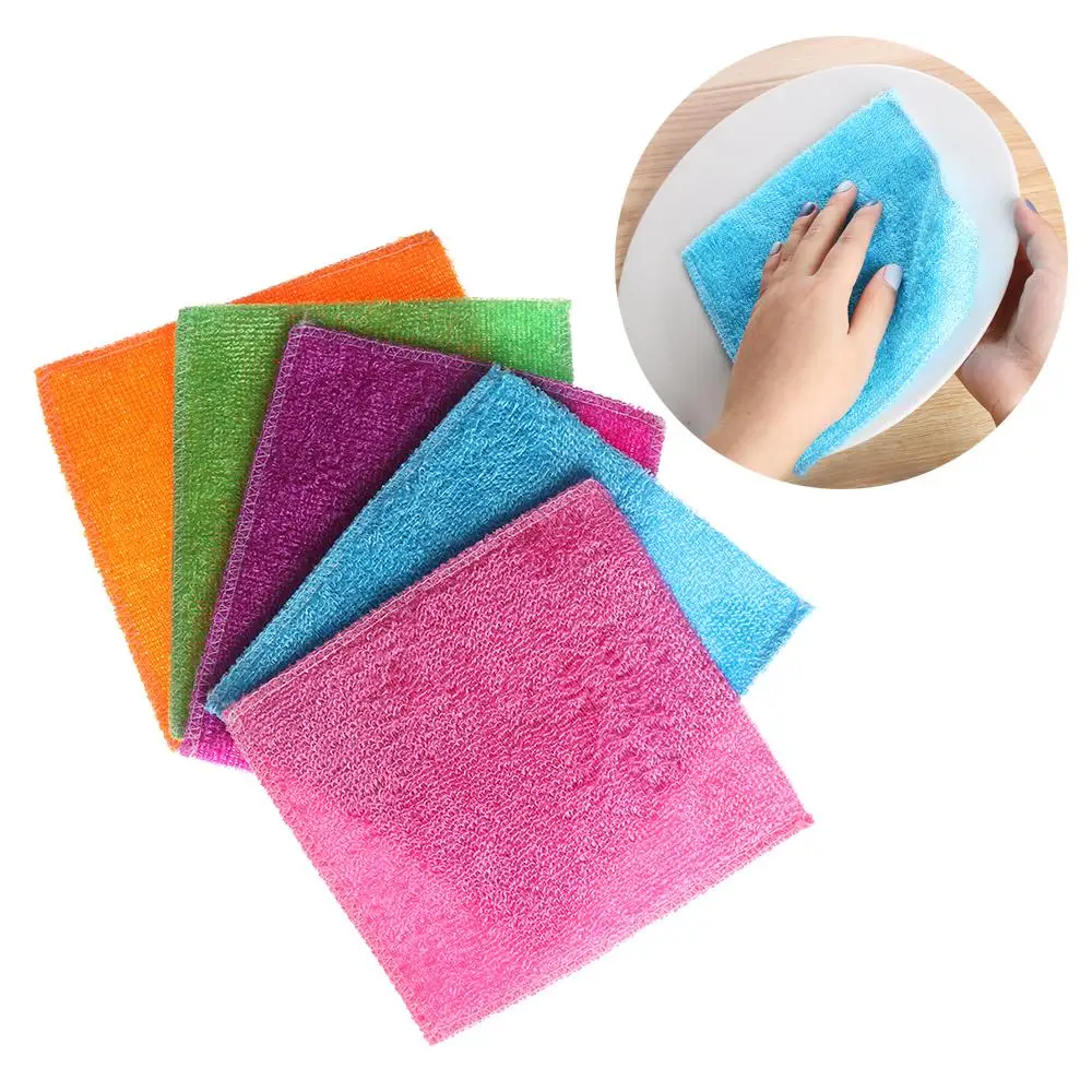 Bamboo Fiber Trunk - 1/5 adet temizleme bezleri anti-gres bulaşık