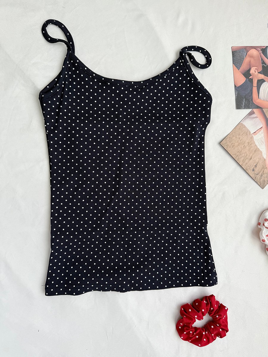 Lacivert Noktalı Nervürlü Şort - Tank Top Ribbed incelemesi ve fiyatı
